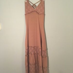 Zucan boho halter maxi dress mauve large